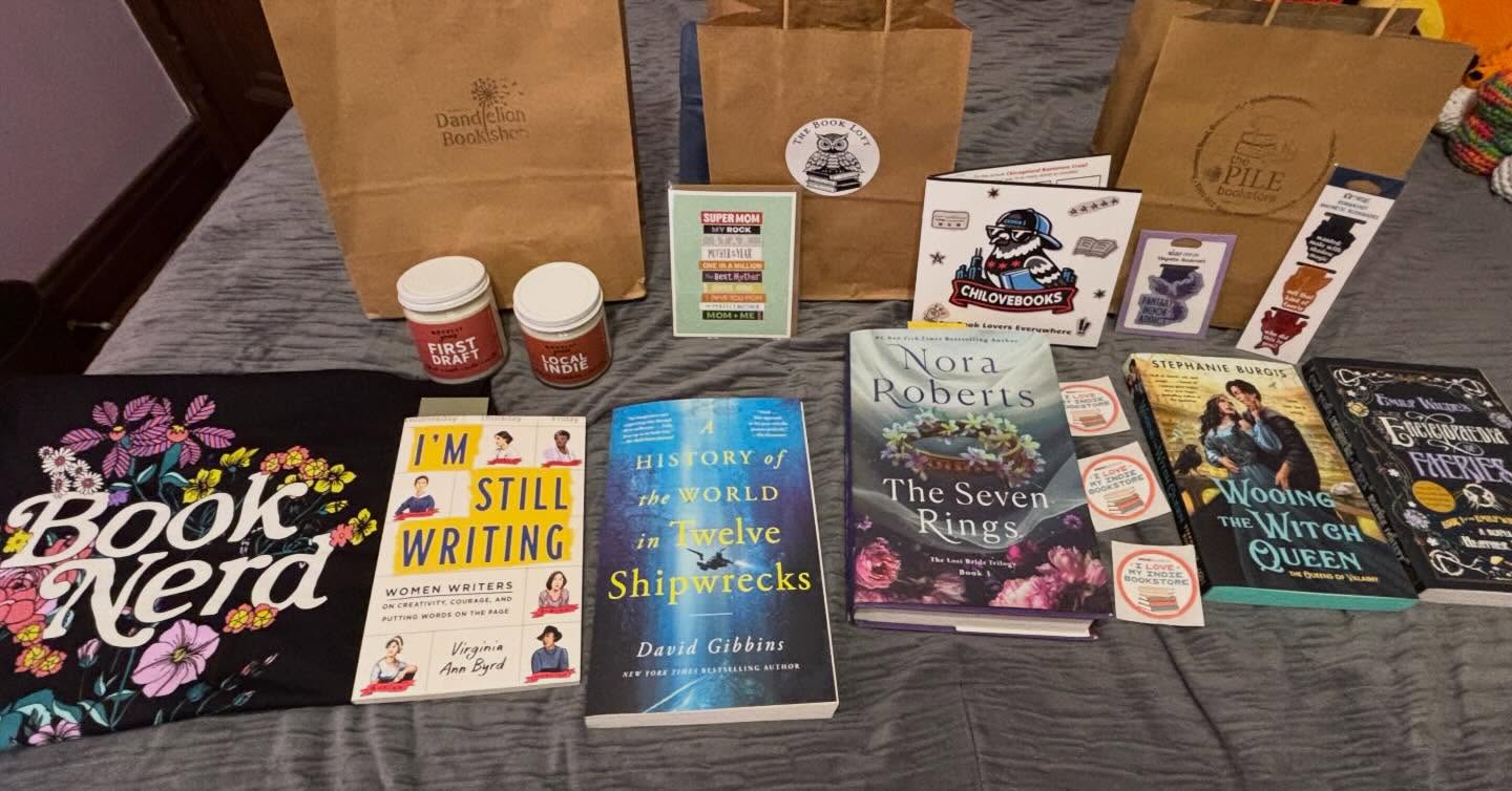 My Indie Bookstore Day haul from @thepilebookstore @dandelionbookshop.oakpark and @bookloftoakpark